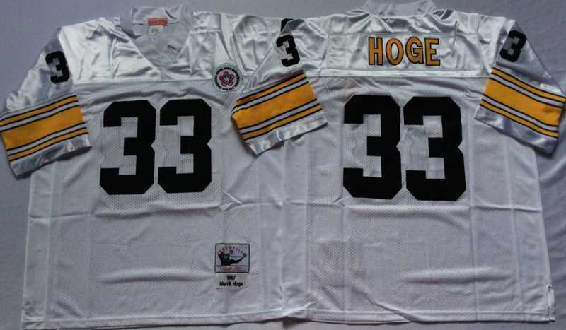 Steelers 33 Merril Hoge White M&N Throwback Jersey->nfl m&n throwback->NFL Jersey
